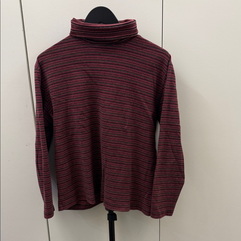 St. John's Bay Women's Turtleneck Sweater - Red and Black Stripes